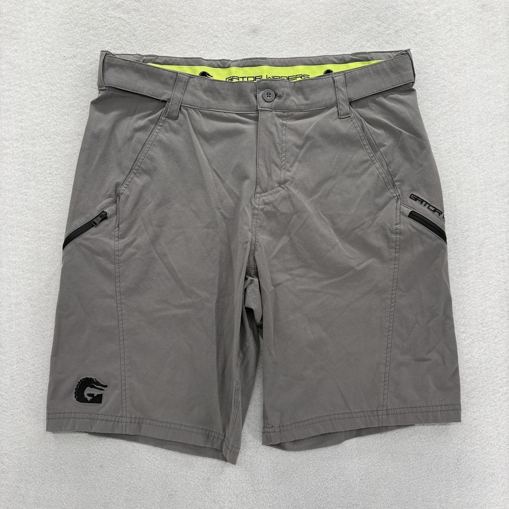 Gator Waders Performance Fishing Shorts Mens XL Gray Stretch 10" Inseam Cargo